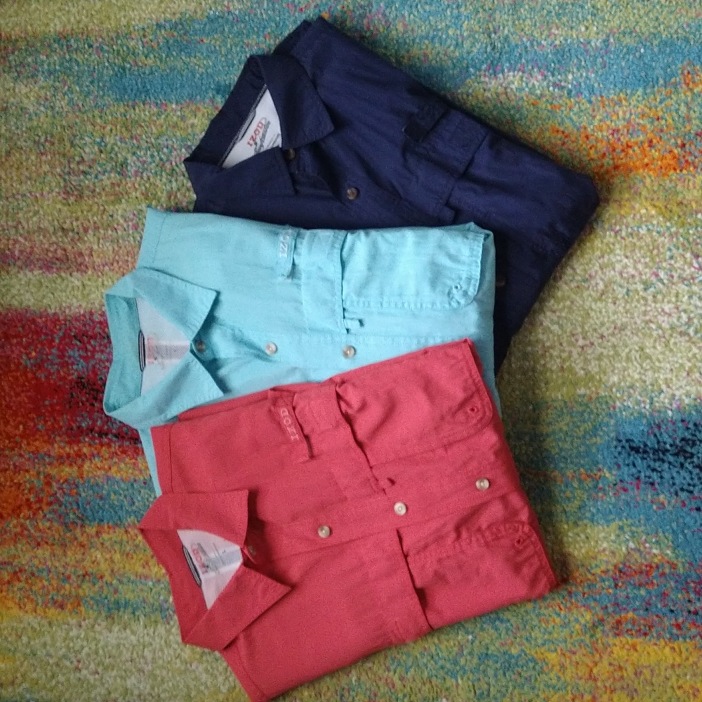 Lot of 3 IZOD Surfcaster Fishing Shirts (Large)